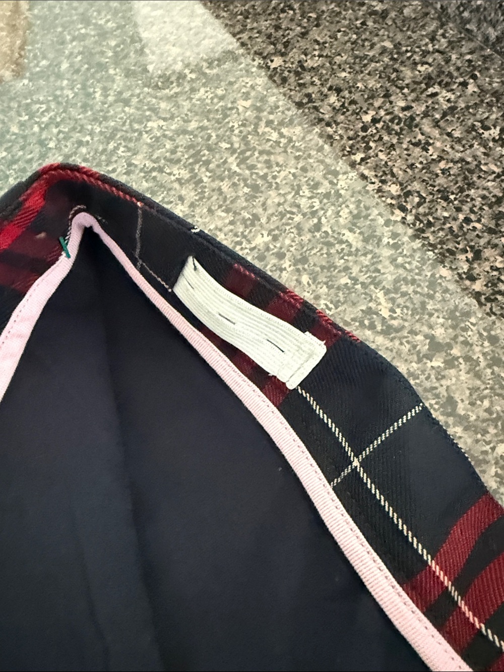 Lands' End Navy and Red Plaid Pleated Mini Skirt altered. - Picture 7 of 11